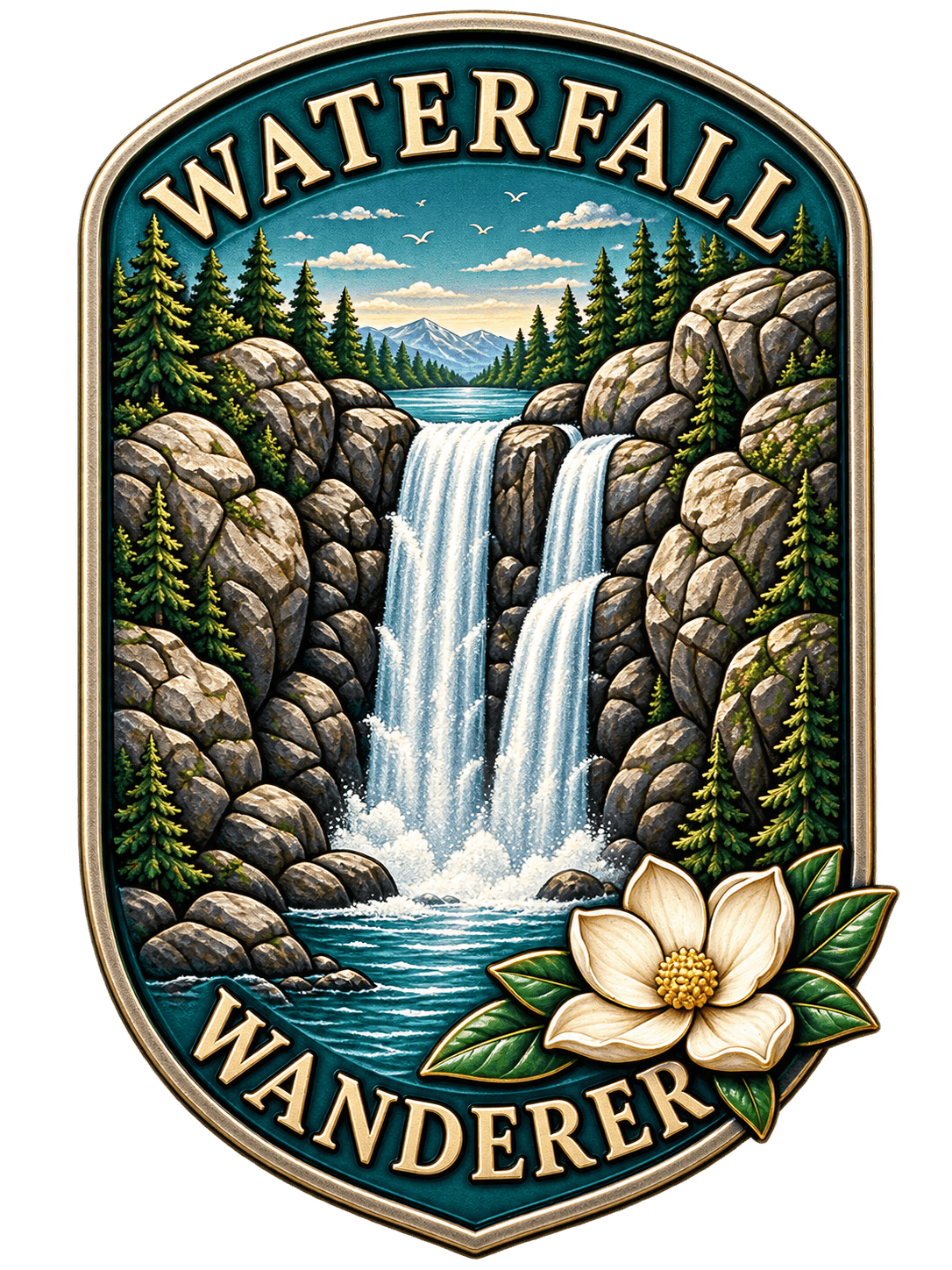 Waterfall Wanderer Trail Badge artwork